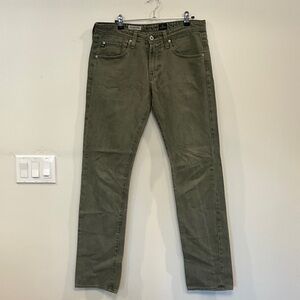 AG Adriano Goldschmied Men's Olive Straight Jeans